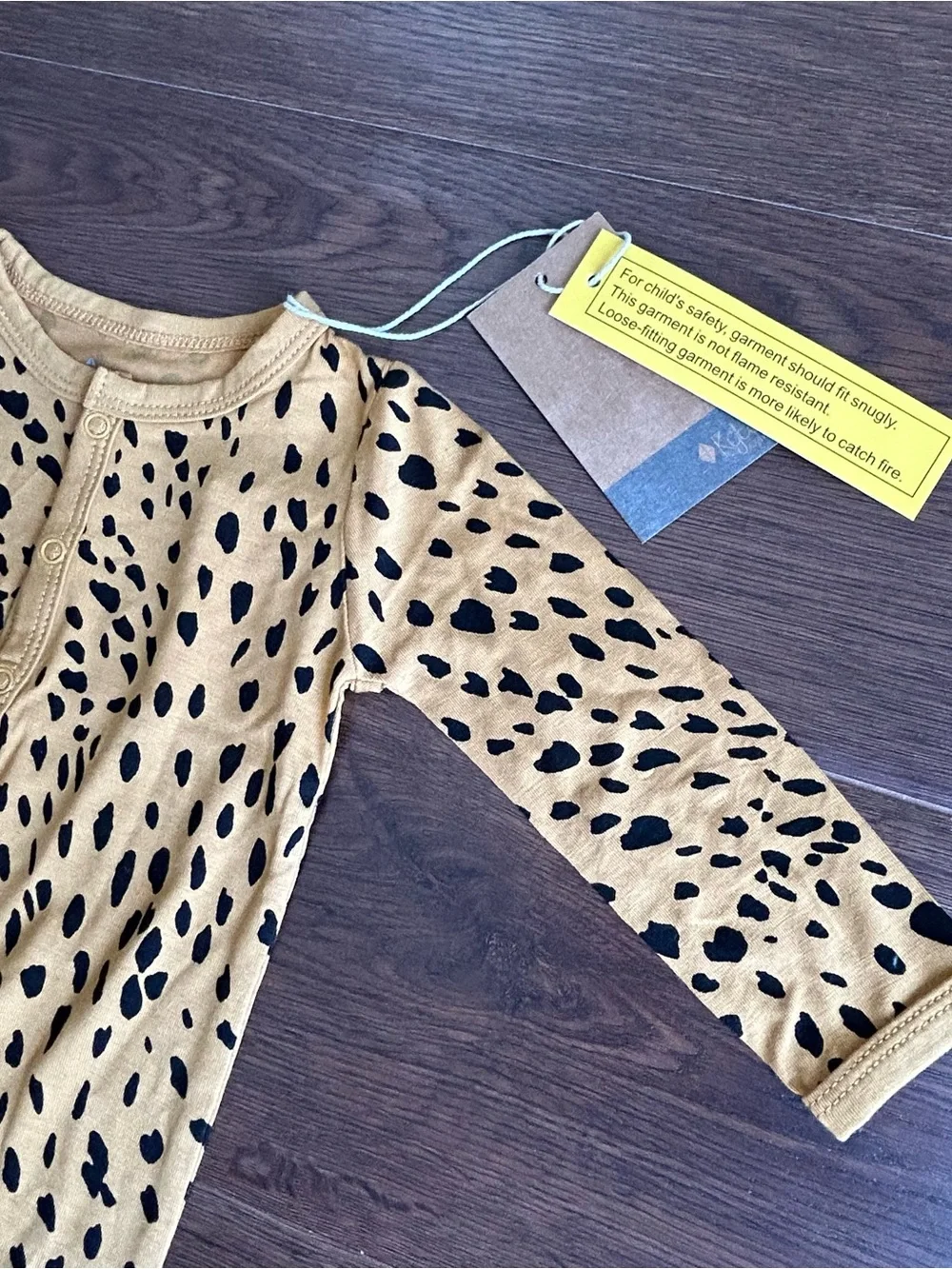Kyte Snap Bamboo Romper in Marigold Cheetah 6-12m